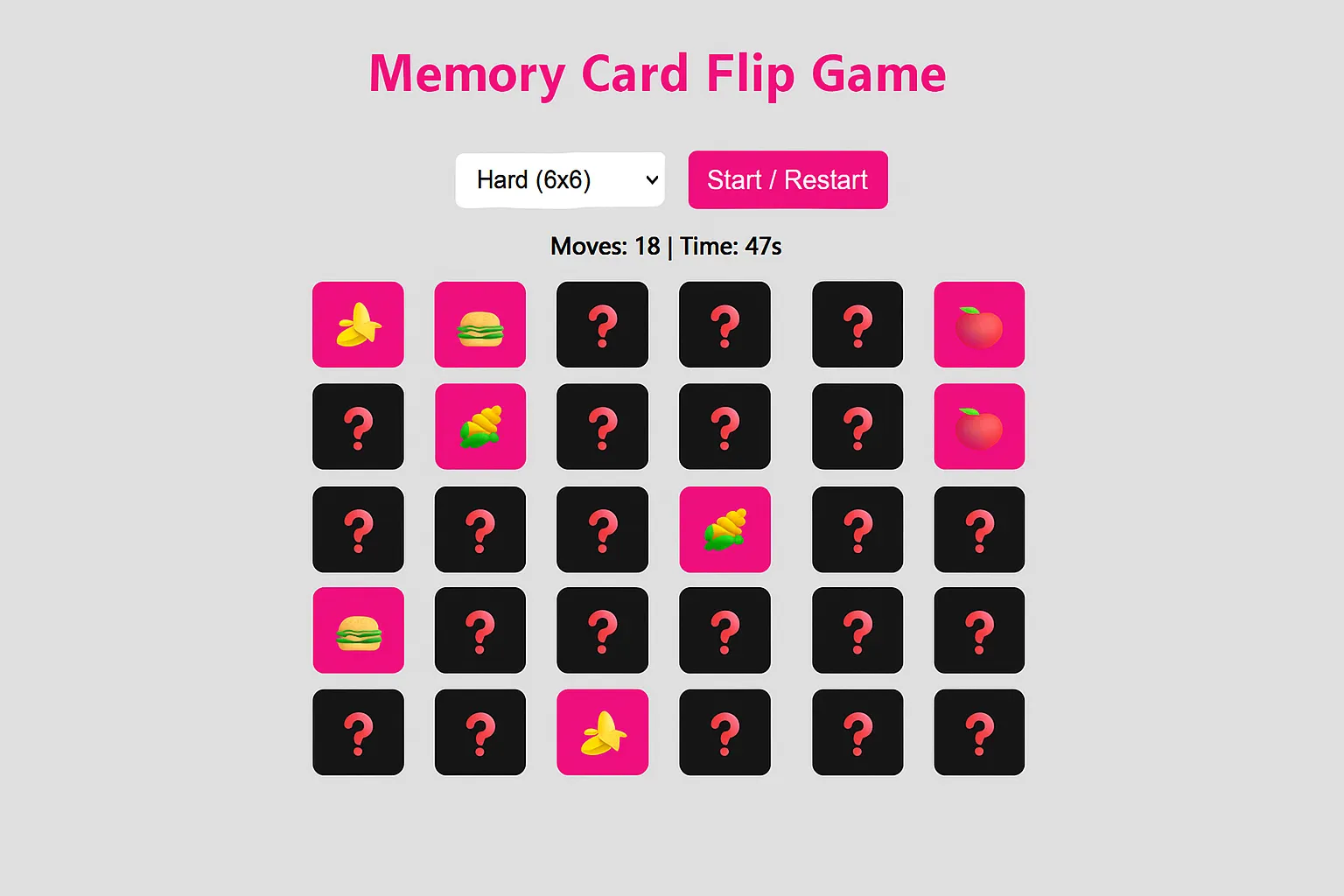 Memory Card Flip Game