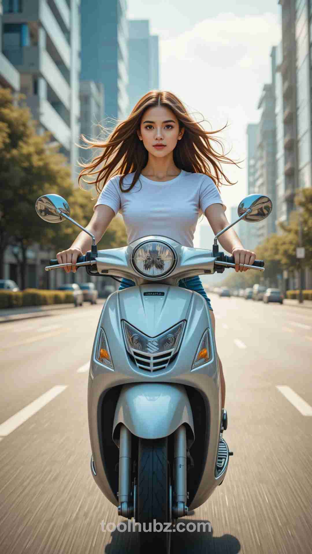 Woman Riding Scooty